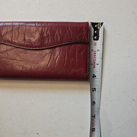 Womens Buxton Leather Wallet Vintage Red Clutch Change Purse Checkbook Slot - Picture 10 of 10